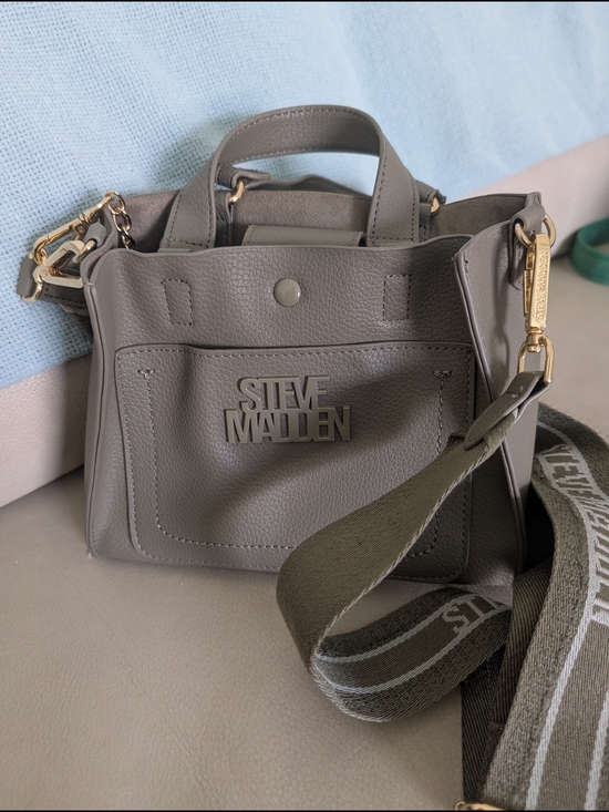 Steve Madden Handbags - Steve Madden Olive Gray Mini Crossbody Tote with Adjustable Strap and Coin Purse